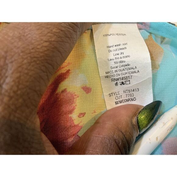 Privy Blue Floral Print V-Neck Long Sleeve Cinched Waist Maxi Dress Wrap Size M - Picture 15 of 16